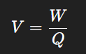 Voltage potential difference formula V = W/Q