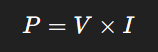 Electric power formula P = VI