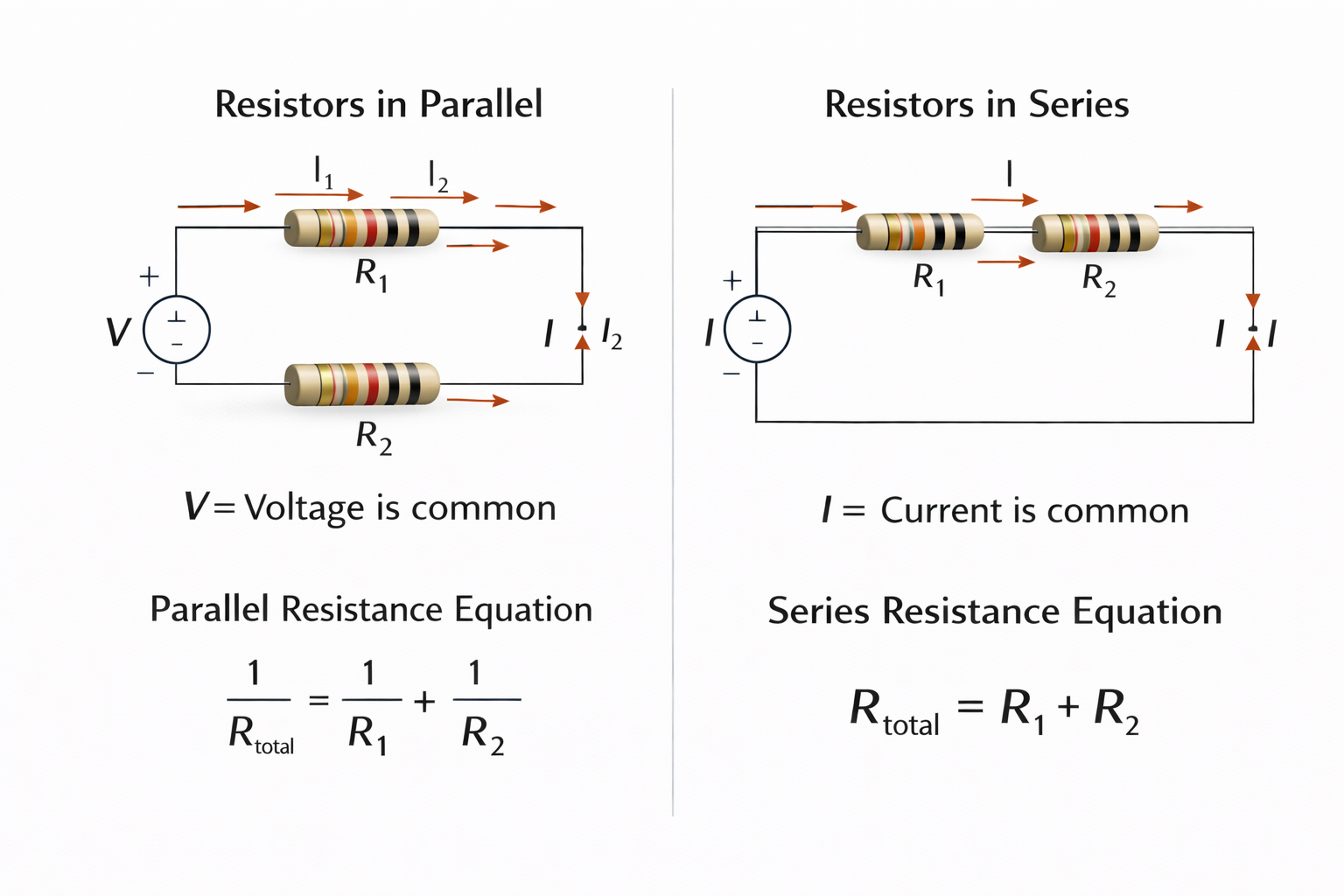 Circuit diagram of resistors connected in series