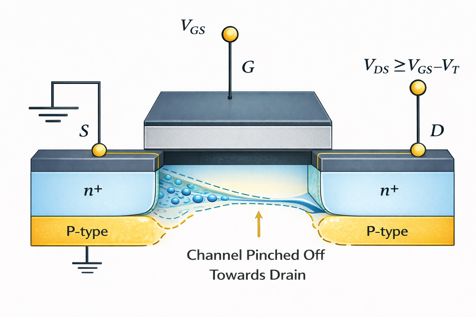 MOSFET in Saturation region: pinched-off channel