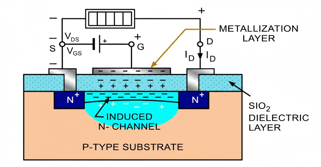 MOSFET in Triode region: uniform n-channel formation